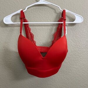 Elegant Red Lace Trim Soma Bralette